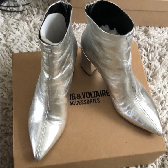 BNB Zadig and Voltaire silver glimmer boots - Picture 1 of 6